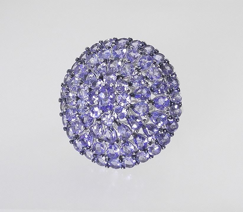 Sterling Silver (STS 925) Tanzanite Dinner Ring, Size 8, 11.7g. (1 of 4)