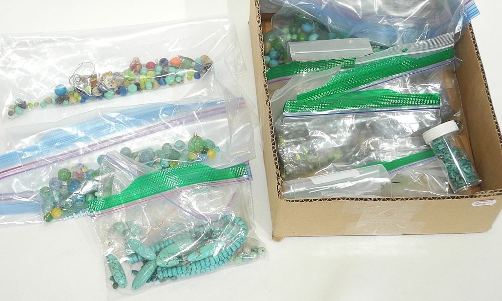 Collection of Blue/Green/Aqua Beads: Malachite / Turquoise / Glass / Jade: Collection of Blue/Green/Aqua Beads: Malachite / Turquoise / Glass / Jade