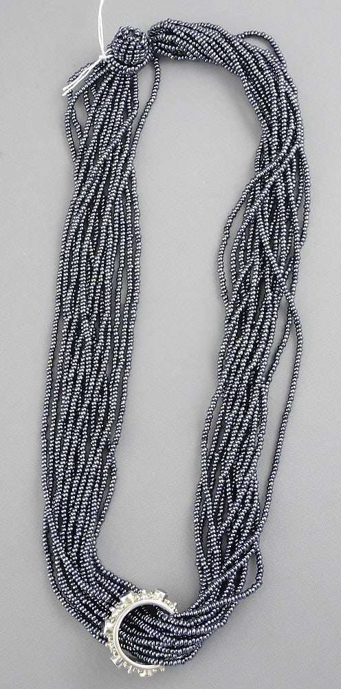 Nepalese Beaded Necklace with Sterling Silver (925) Worry Ring, Size 6 3/4. (1 of 2)