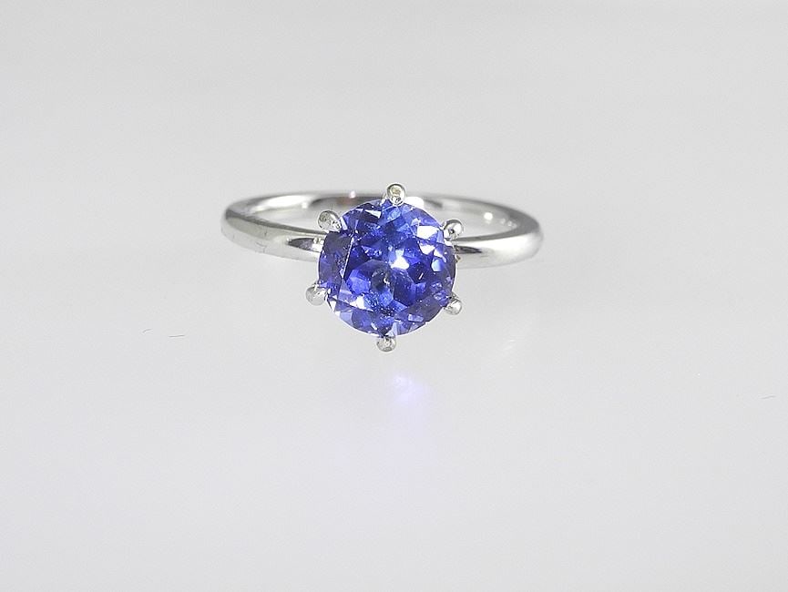 2.8ct Lab Grown Blue Solitaire Ring, Size 7, Sterling with White Gold Overlay, Certificate & Box: 2.8ct Lab Grown Blue Solitaire Ring, Size 7, Sterling with White Gold Overlay, Certificate & Box
