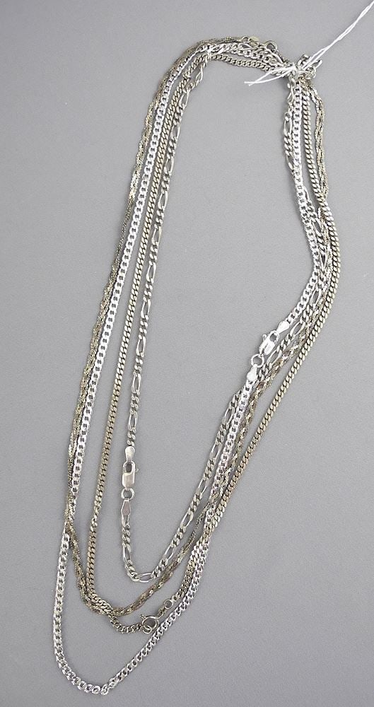 Four Sterling Silver Chains, 28.5g. (1 of 2)