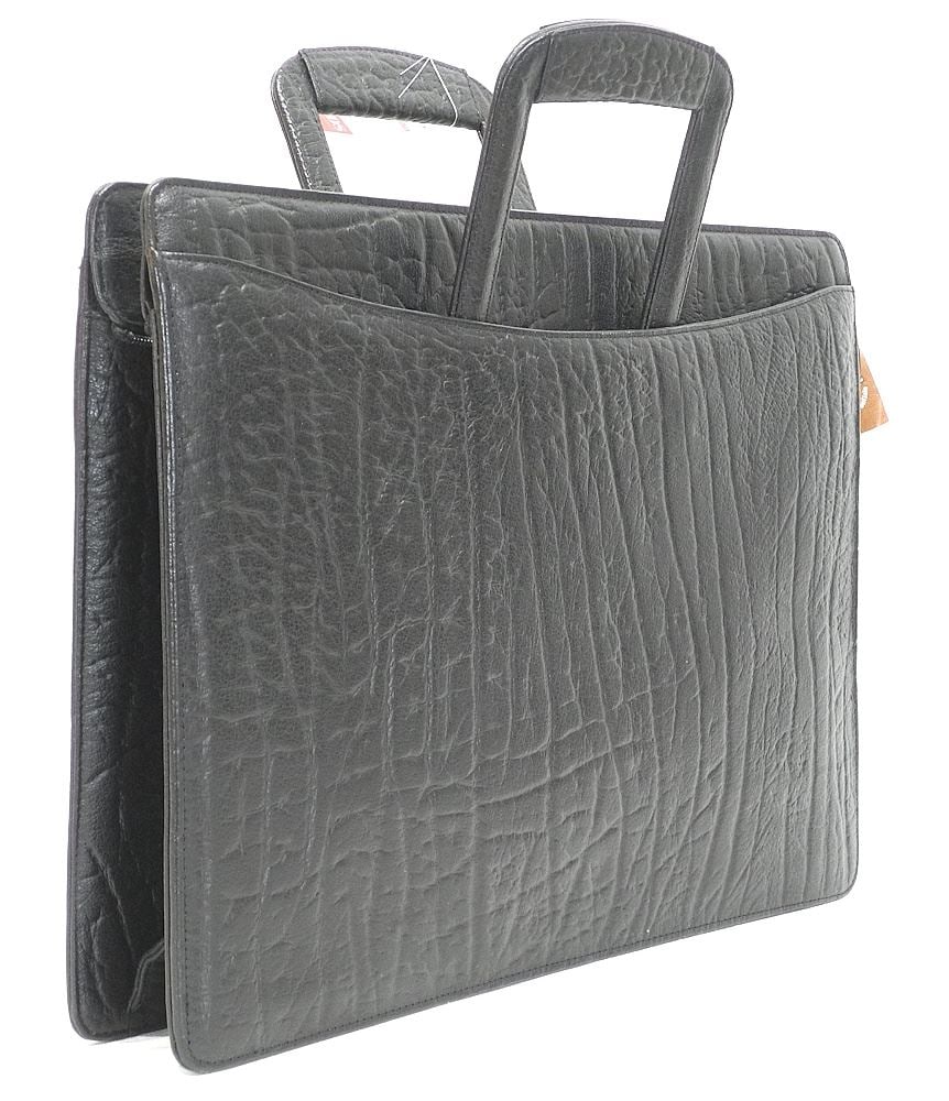 Black South African Buffalo Computer /File Case, 17 1/2"w. (1 of 4)