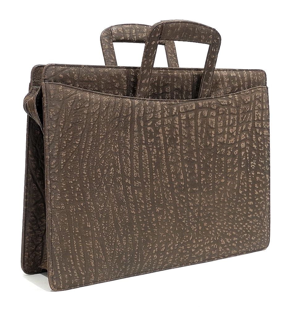 Brown South African Buffalo Computer /File Case, 17 1/2"w.: Brown South African Buffalo Computer /File Case, 17 1/2"w.
