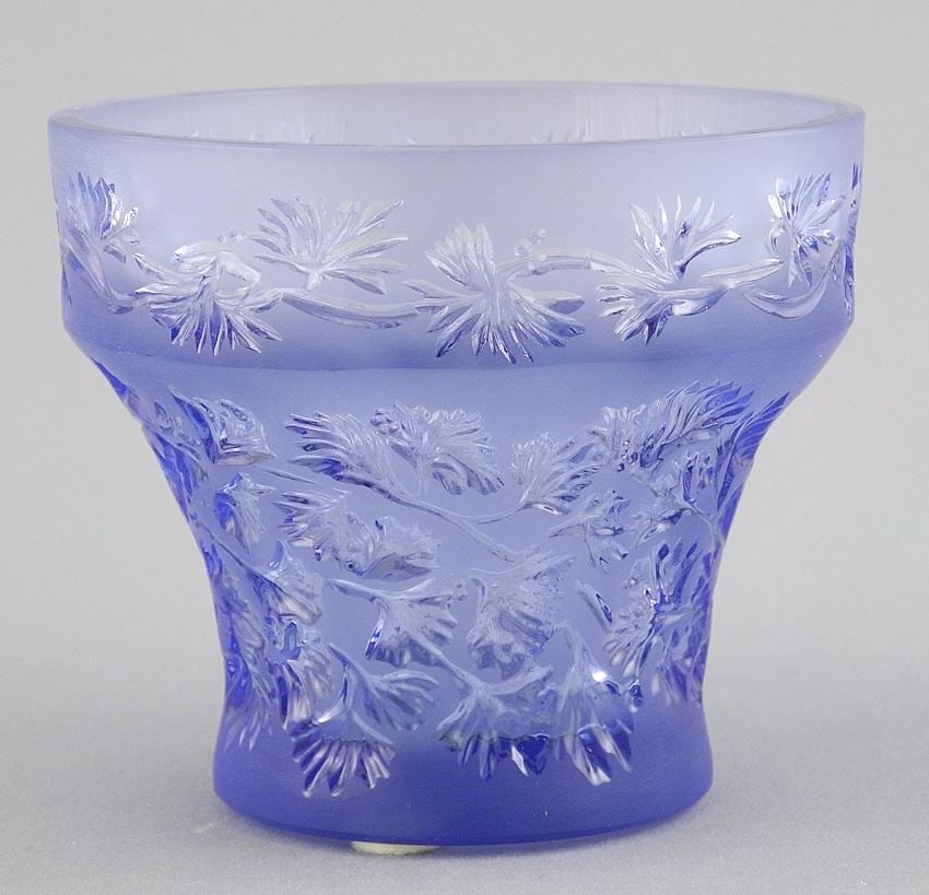 Lalique France Stella Blue Vase, 3"h: Lalique France Stella Blue Vase, 3"h