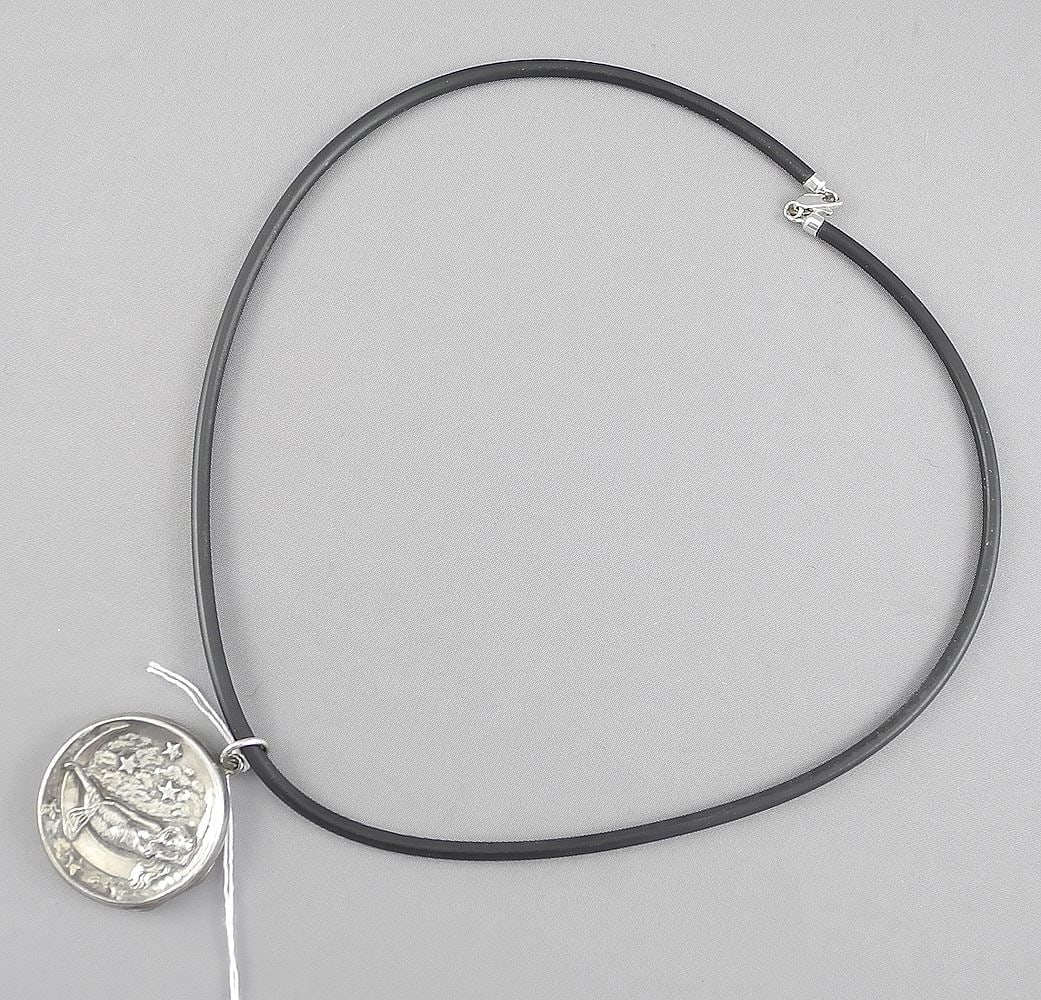 American Sterling Silver (marked) "Woman in the Moon" Locket, 1 1/4" Diam., 11.2g.: American Sterling Silver (marked) "Woman in the Moon" Locket, 1 1/4" Diam., 11.2g.