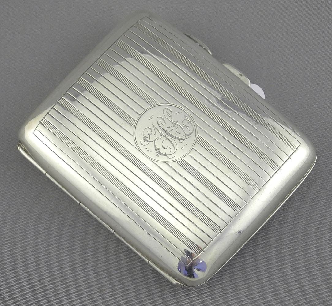 Hallmarked Silver Cigarette Case, HWLd./Birmingham, 3 1/8"h, 70g. (1 of 4)