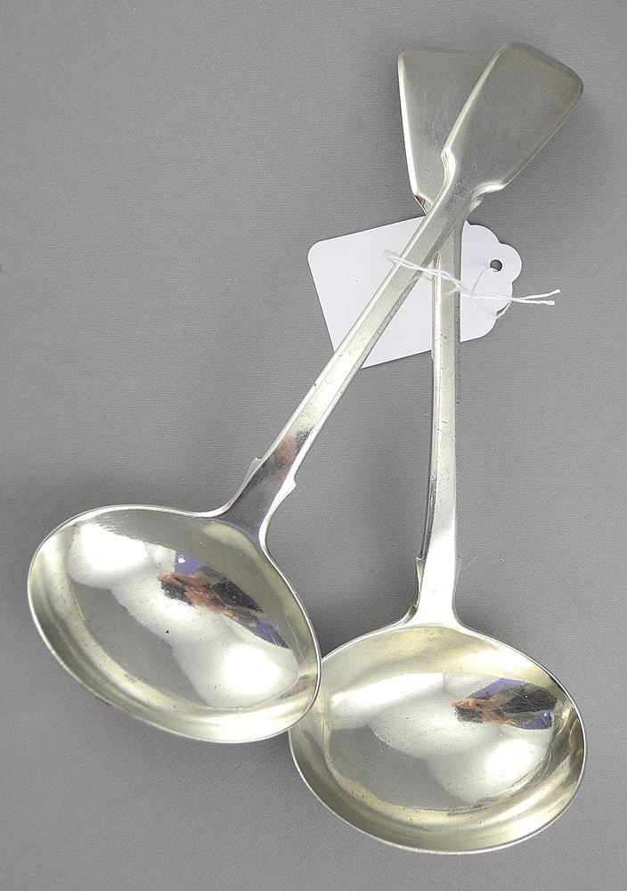 Pair of Georgian Silver Sauce Ladles : MC/London/C.1838, 7"L, 140g. (1 of 3)