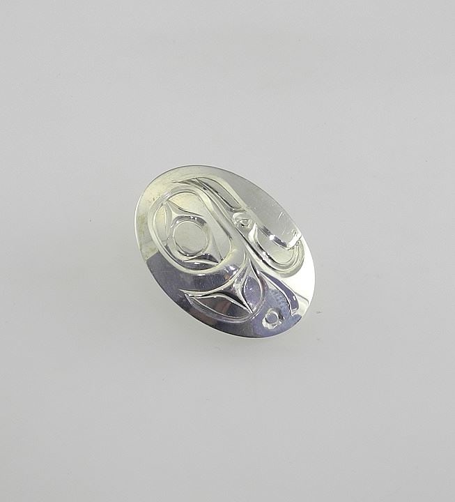 Kwagiulth Silver Pendant Monogrammed PS (Pat Seaweed), 1 1/8"h, 4.9g, "Eagle".: Kwagiulth Silver Pendant Monogrammed PS (Pat Seaweed), 1 1/8"h, 4.9g, "Eagle".
