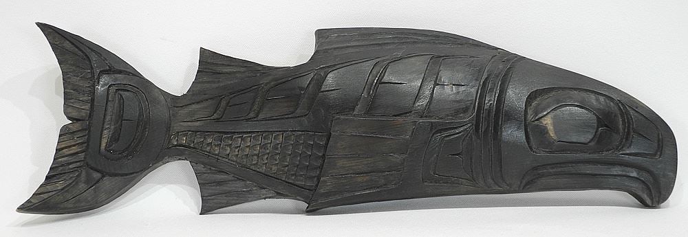 Nuu-Chah-Nulth "Salmon" Plaque signed B. Martin, 17 1/4"L. (1 of 3)