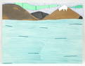 Pen & Crayon Attributed to Susie (Inuit), 11 5/8" x 15 1/8", "Mountainous Landscape".