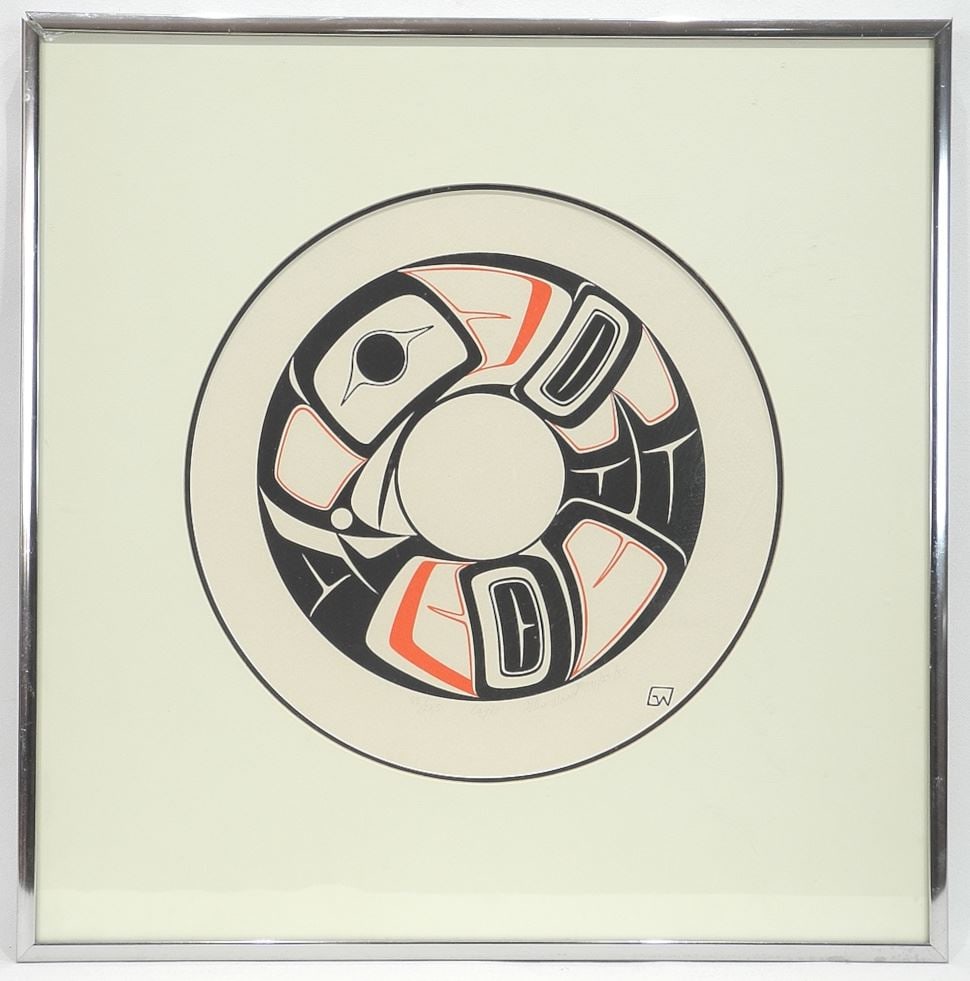 Serigraph signed Glen Wood, 10 1/4" Diam., "Eagle" #88/225. (1 of 4)