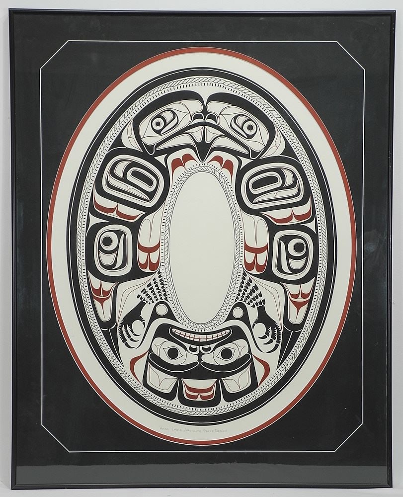 Haida Serigraph, 28 1/2" x 22", "Haida Eagle Argillite Plate Design" (1 of 3)