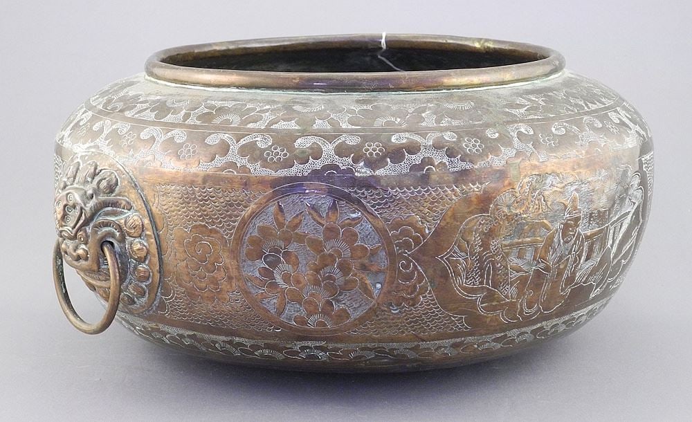 Chinese Copper Brazier, 11" Diameter (1 of 3)