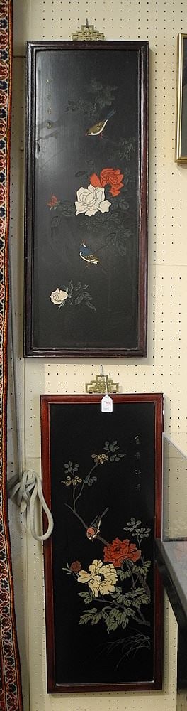 Two Chinese Lacquer Panels, 36"h. (1 of 3)