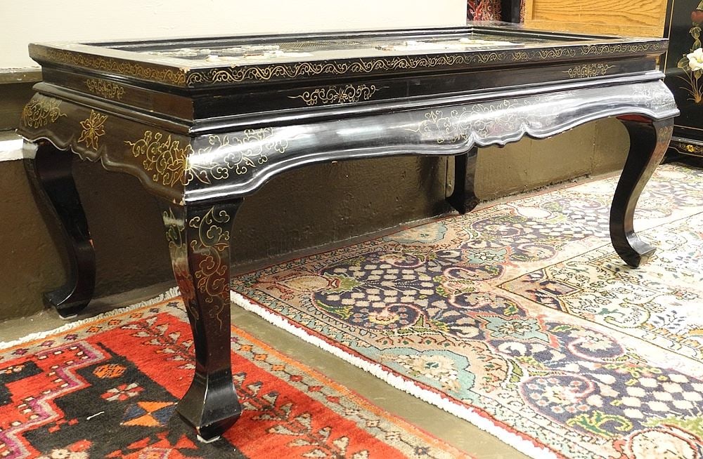 Chinese Black Lacquer & Coromandel Low Table, 42 1/2"L. (1 of 3)