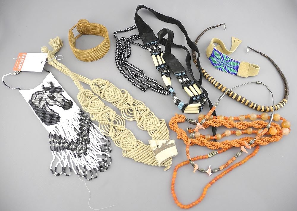 Collection of Ethnic Jewelry Including Coral Beads, NO EXPORT.: Collection of Ethnic Jewelry Including Coral Beads, NO EXPORT.
