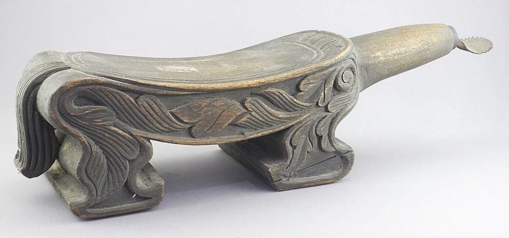 Antique Indonesian Carved Wood Coconut Shredder. (1 of 3)