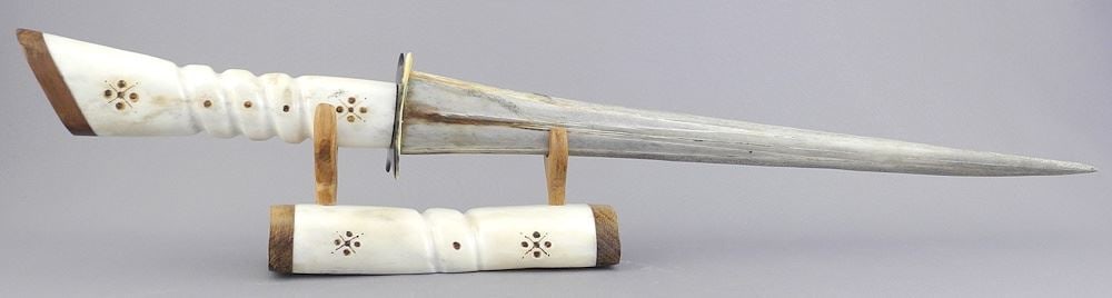 Bone & Antler Knife on Stand, 20 1/2"L.: Bone & Antler Knife on Stand, 20 1/2"L.