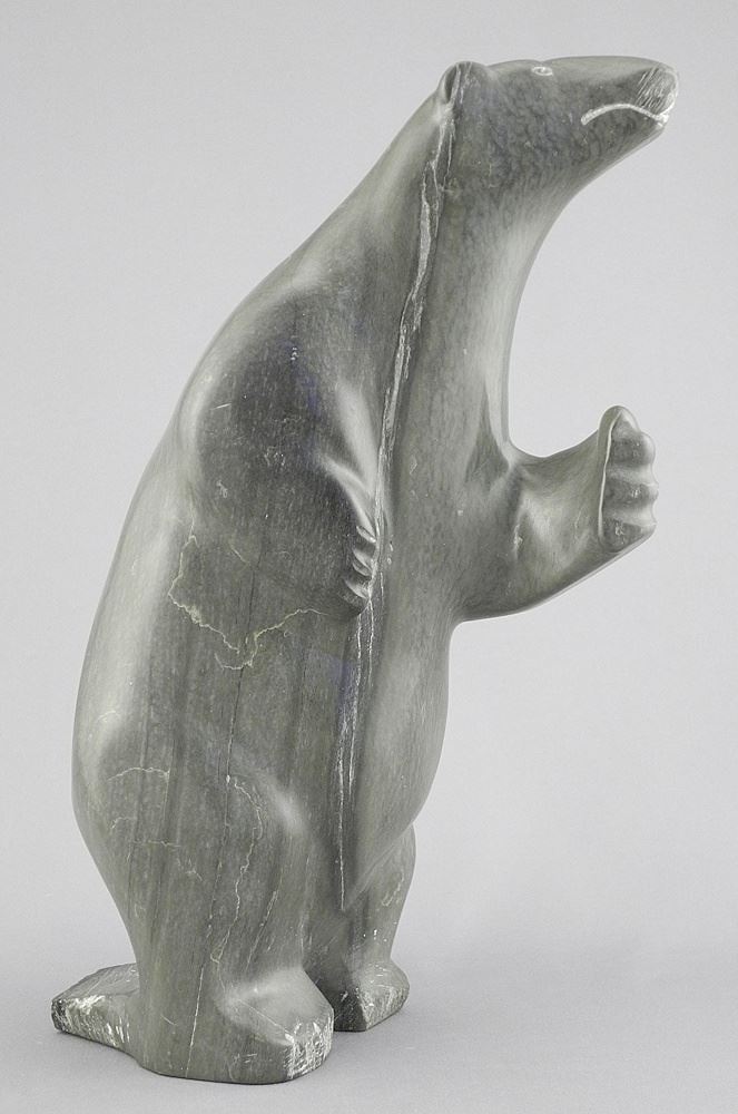 Inuit Stone Carving signed with Syllabics, 9 5/8"h, "Standing Bear". (1 of 3)