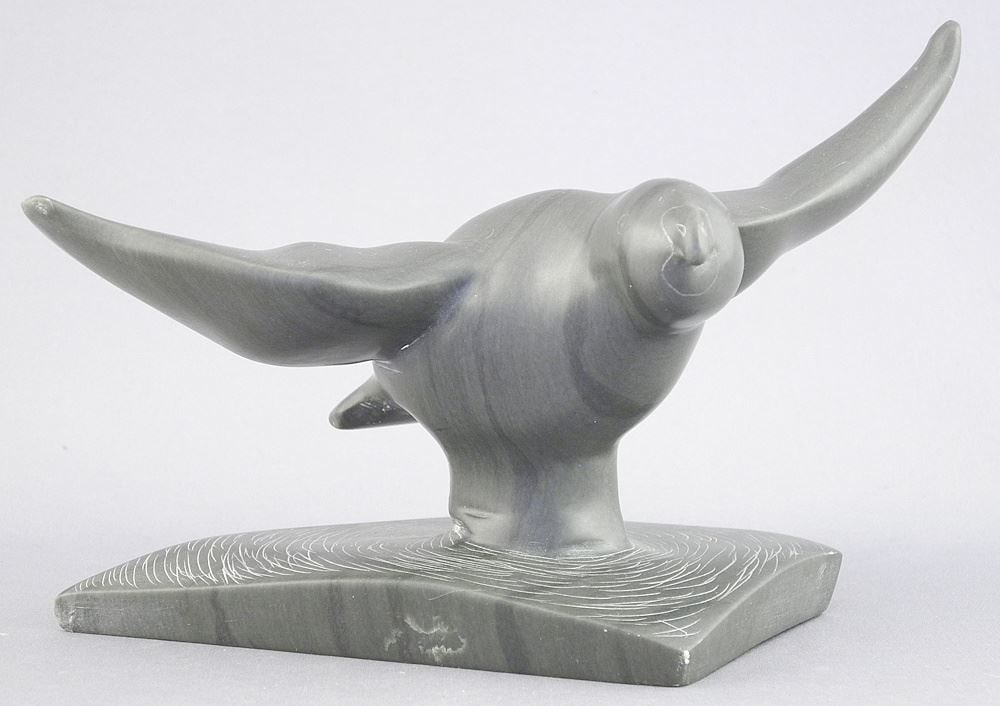Inuit Stone Sculpture signed with Syllabics, "Bird with Outstretched Wings", 6 7/8"w. (1 of 4)