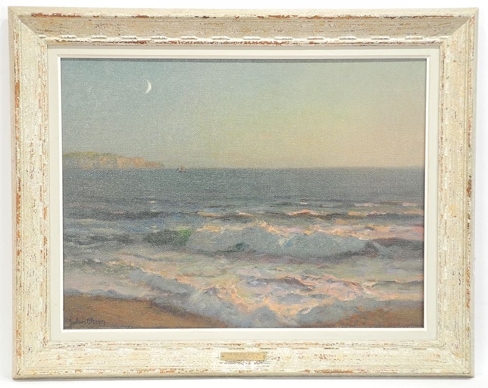 Oil on Linen Signed Julius Olsson, 18" x 24", "New Moon at St. Ives". (1 of 7)