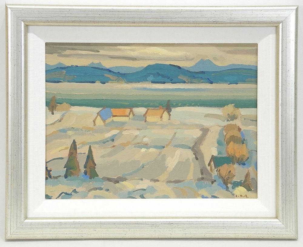 Oil on Canvas Monogrammed CDG (Colin D. Graham), 9" x 12", "Farm, Fields & Mountain". (1 of 5)