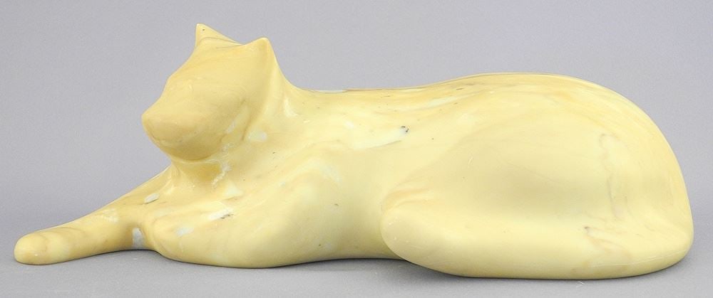 Yellow Marble Sculpture signed (Michael) Binkley'10, 9 3/4"L, "Cat" (1 of 4)