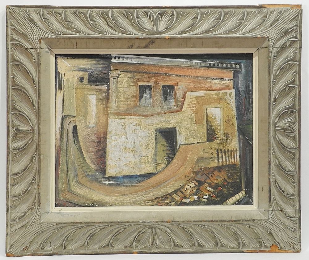 Mixed Media on Canvas Board signed John Martin'54, 16 x 20", Inscribed Verso, "Demolition". (1 of 6)