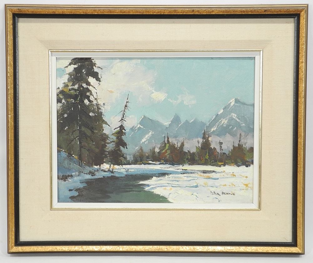 Oil on Board signed Peter Beadle, 11 1/2 x 15 1/2", "Rockies Near Jasper". (1 of 5)