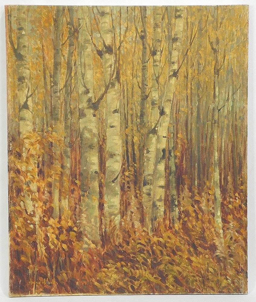 Oil on Canvas signed Anne Marie (Nehring), 24 x 20", "Forest Scene".: Oil on Canvas signed Anne Marie (Nehring), 24 x 20", "Forest Scene".