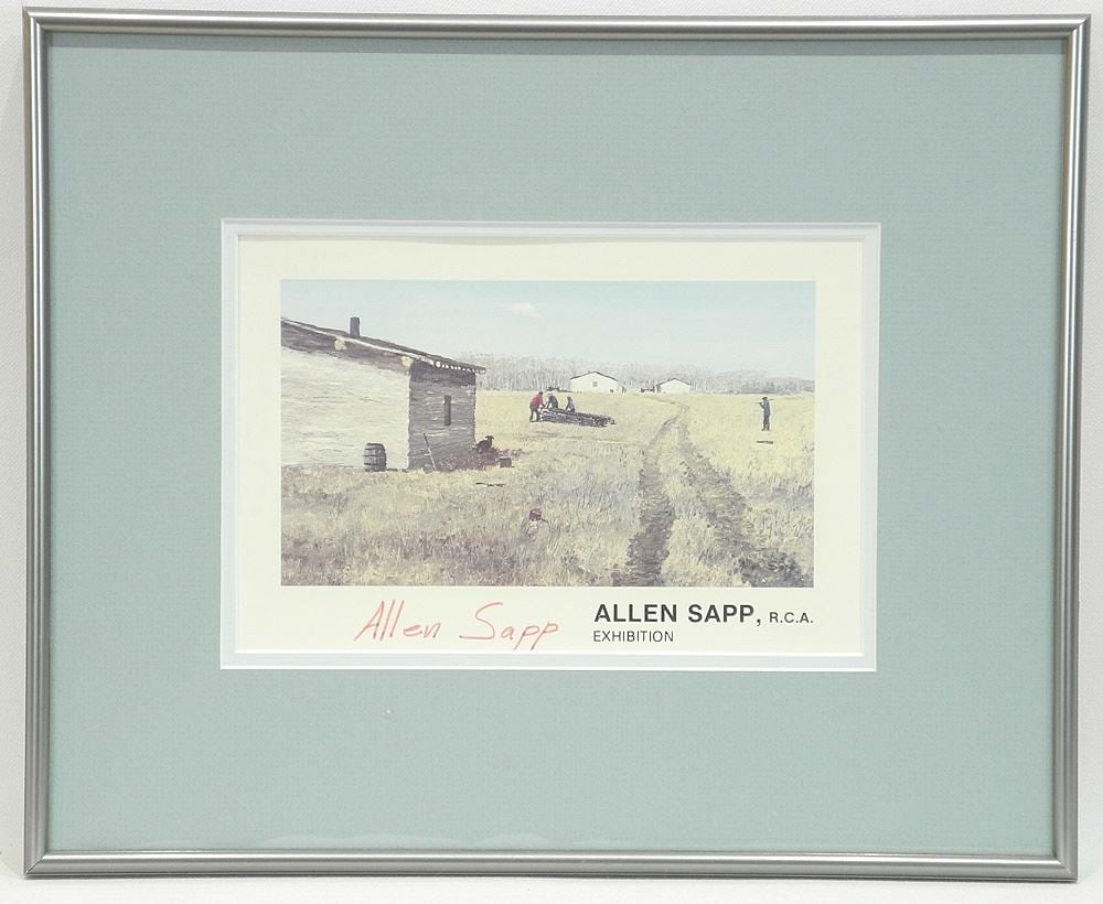 Allen Sapp Exhibition Card, Downstairs Gallery 1976, signed, 5 3/8 x 8 1/8".: Allen Sapp Exhibition Card, Downstairs Gallery 1976, signed, 5 3/8 x 8 1/8".