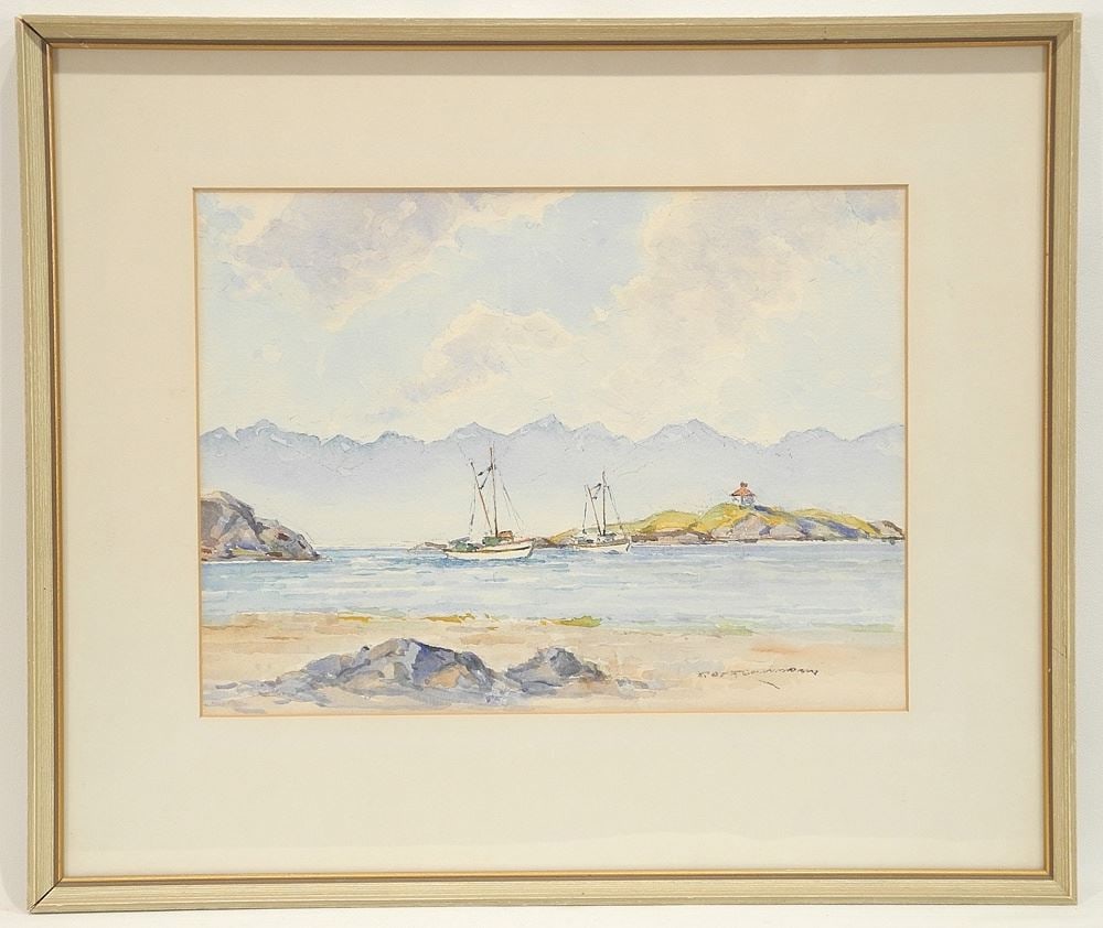 Watercolour Signed C. de T. Cunningham, 9 1/4" x 12 1/2", "Purse Seiners". (1 of 4)