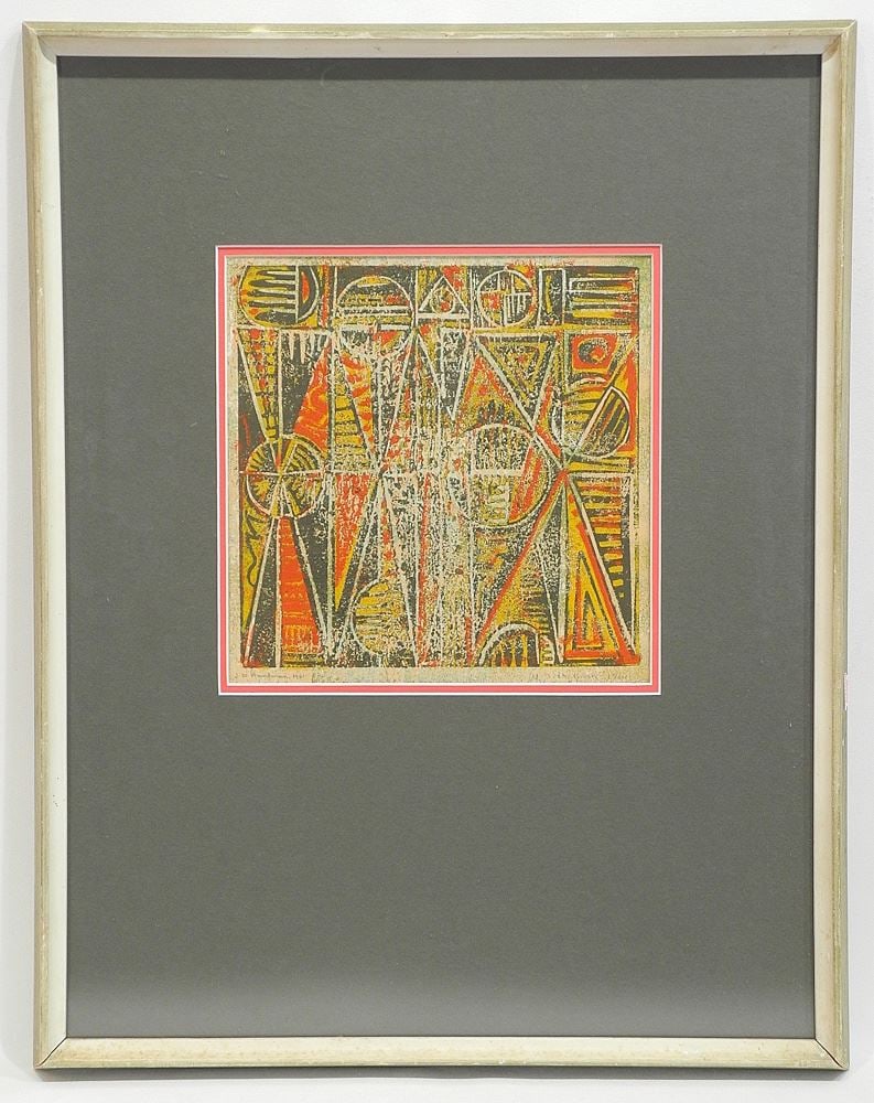 Serigraph signed J. (Jack) H. Hardman 1961, 9 1/2 x 9 1/2", "Geometric Forms". (1 of 5)