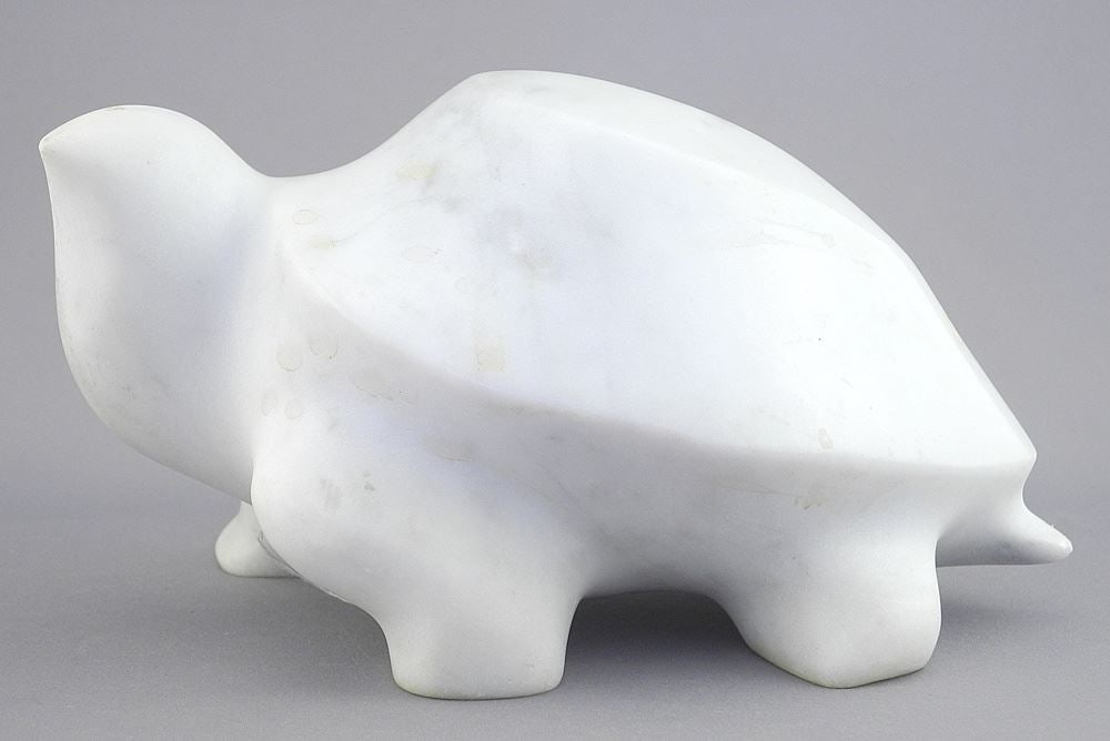White Marble Sculpture signed (Michael) Binkley'09, 7 1/2"L, "Turtle". (1 of 4)