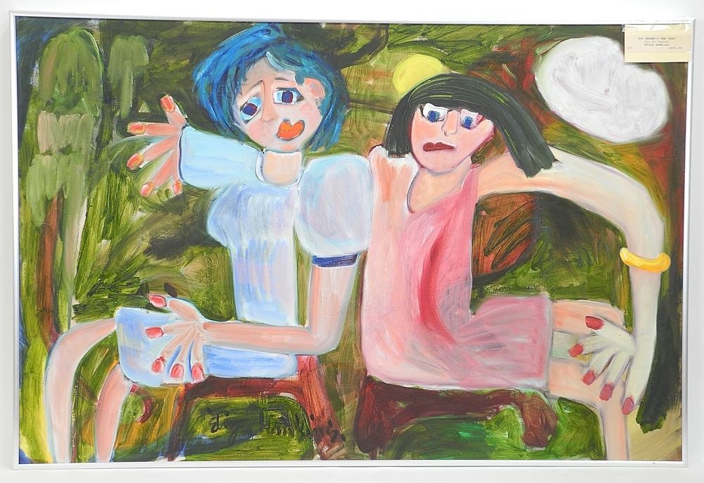 Oil on Canvas signed Eliza Hawkins, 24 x 36", "Where's The Tea".: Oil on Canvas signed Eliza Hawkins, 24 x 36", "Where's The Tea".