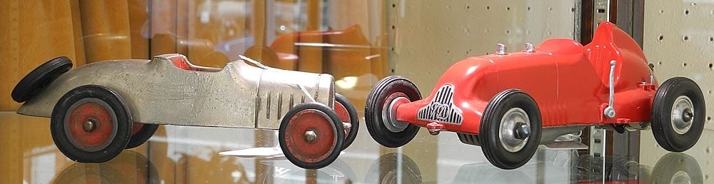 Two Model & Tether Cars: Thimble Drome Special & Faith Mfg. Co., 8 1/4 & 7 3/4"L. (1 of 3)