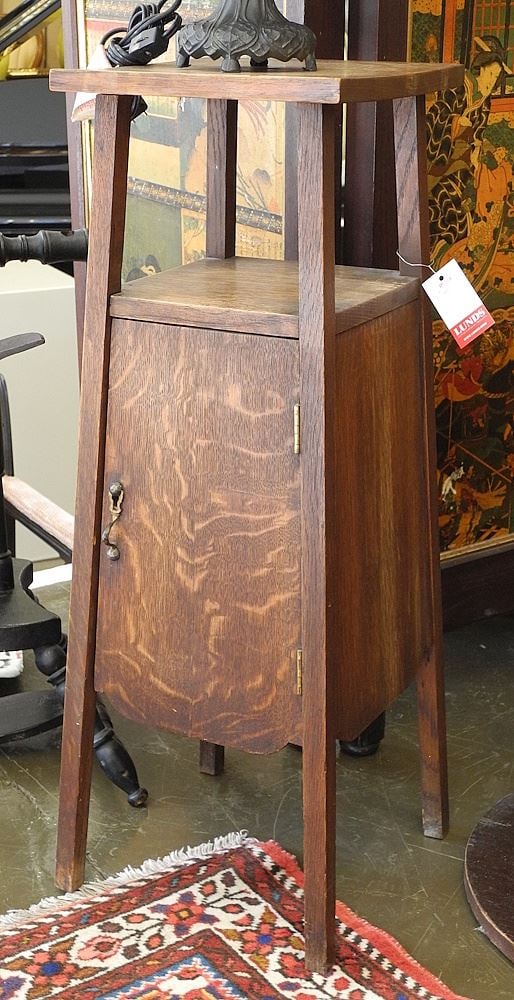 C.1900's Oak Arts & Crafts-Style Smokers Cabinet, 29 1/2"h. (1 of 1)