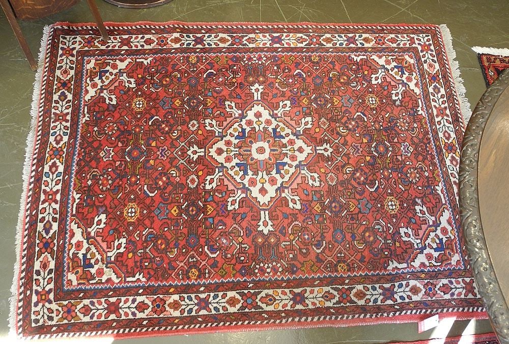 Hand Knotted Persian Runner Approximately 3'8" x 5'1". (1 of 2)