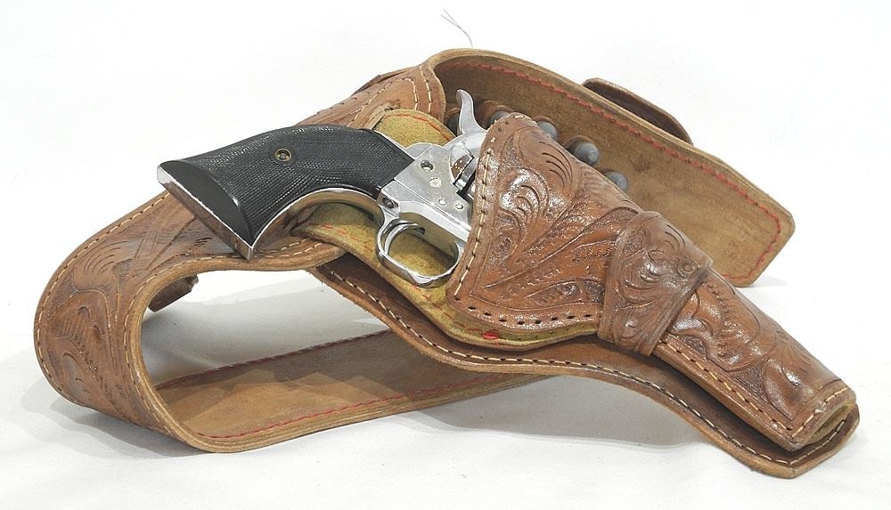 Replica Model Single Action Army 45 Revolver with Holster, 11 3/8"l: Replica Model Single Action Army 45 Revolver with Holster, 11 3/8"l