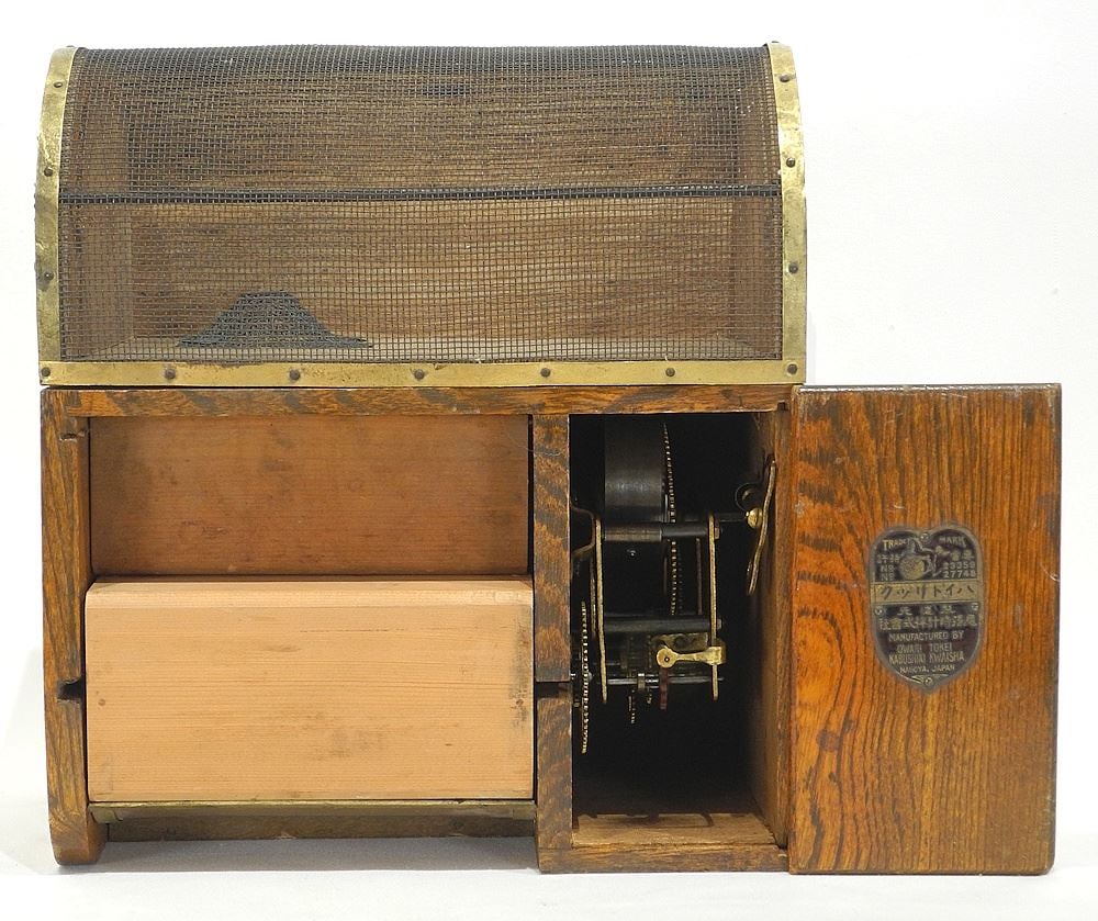 Antique Japanese Clockwork Wasp Trap by Owari Tokei, Nagoya, 10 1/2 x 9 1/2 x 5 3/4". (1 of 4)