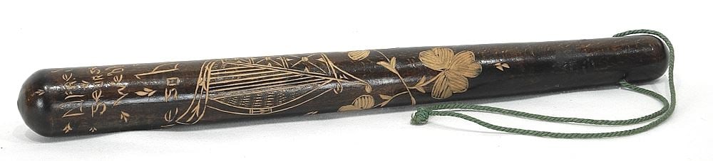 Irish Oak Truncheon Marked "Irish Hand Carved Made in Republic of Ireland", 15"L.: Irish Oak Truncheon Marked "Irish Hand Carved Made in Republic of Ireland", 15"L.