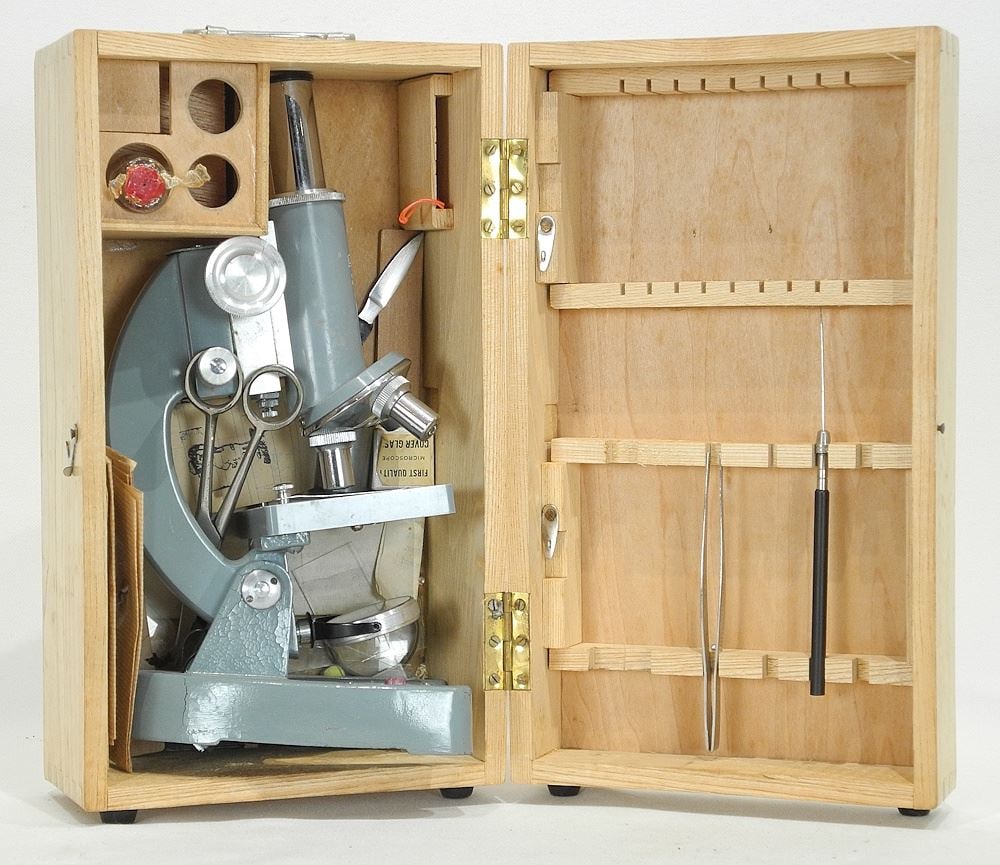 Lumex Precision Optics Microscope in Case, 11 1/4"h. (1 of 4)