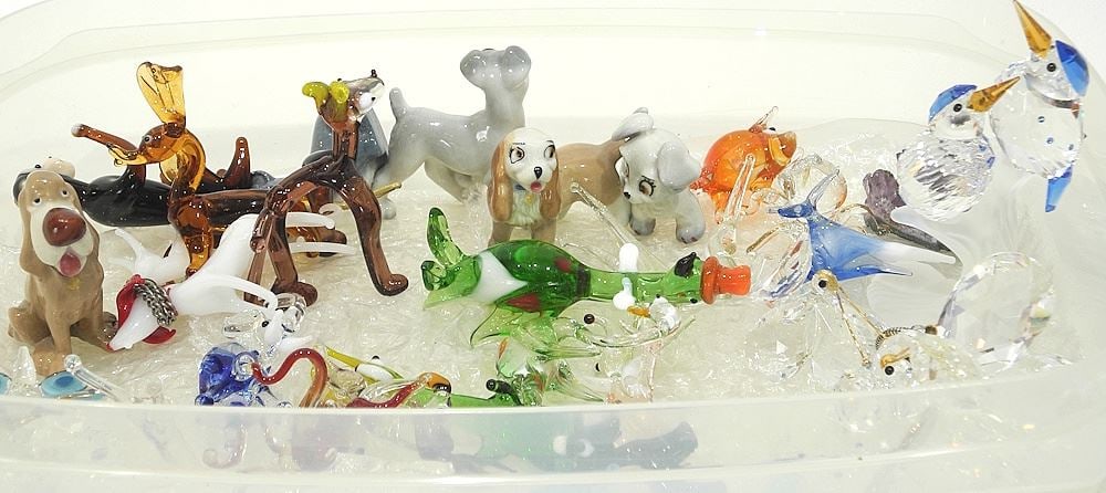 Collection of Glass Whimsies: Small Swarovski/Wade Disney Figures.: Collection of Glass Whimsies: Small Swarovski/Wade Disney Figures.