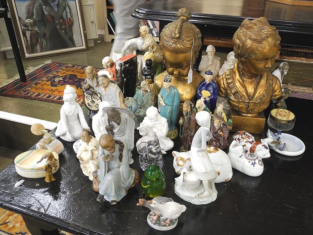 Collection of Various Ceramic & Glass/Composition Figures & Busts, 2 - 15 1/4"h. (1 of 2)