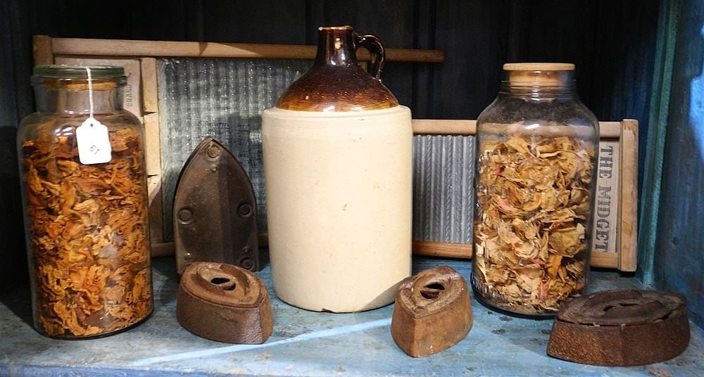 Collection with Stone Jug / 2 Bottles / 4 Sad Irons / 2 Washboards (1 of 1)