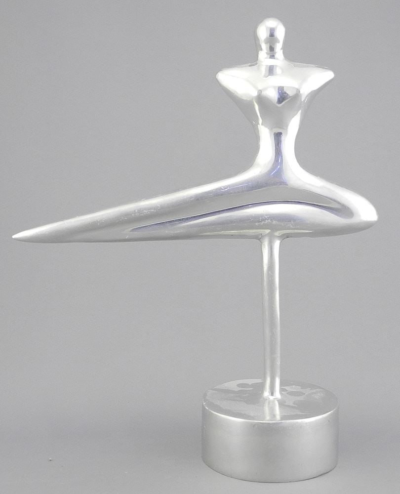 Aluminum Sculpture by Nima Oberoi, 10 3/4"h, "Dancer".: Aluminum Sculpture by Nima Oberoi, 10 3/4"h, "Dancer".