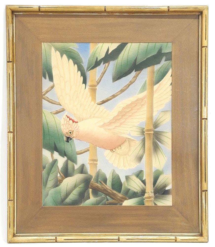 Air Brush signed Shirrell Graves, 19 x 15", "Cockatoo". (1 of 3)