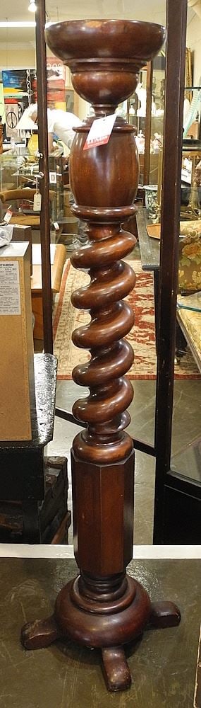 Mahogany Barley Twist Candle Stand, 43 7/8"h.: Mahogany Barley Twist Candle Stand, 43 7/8"h.