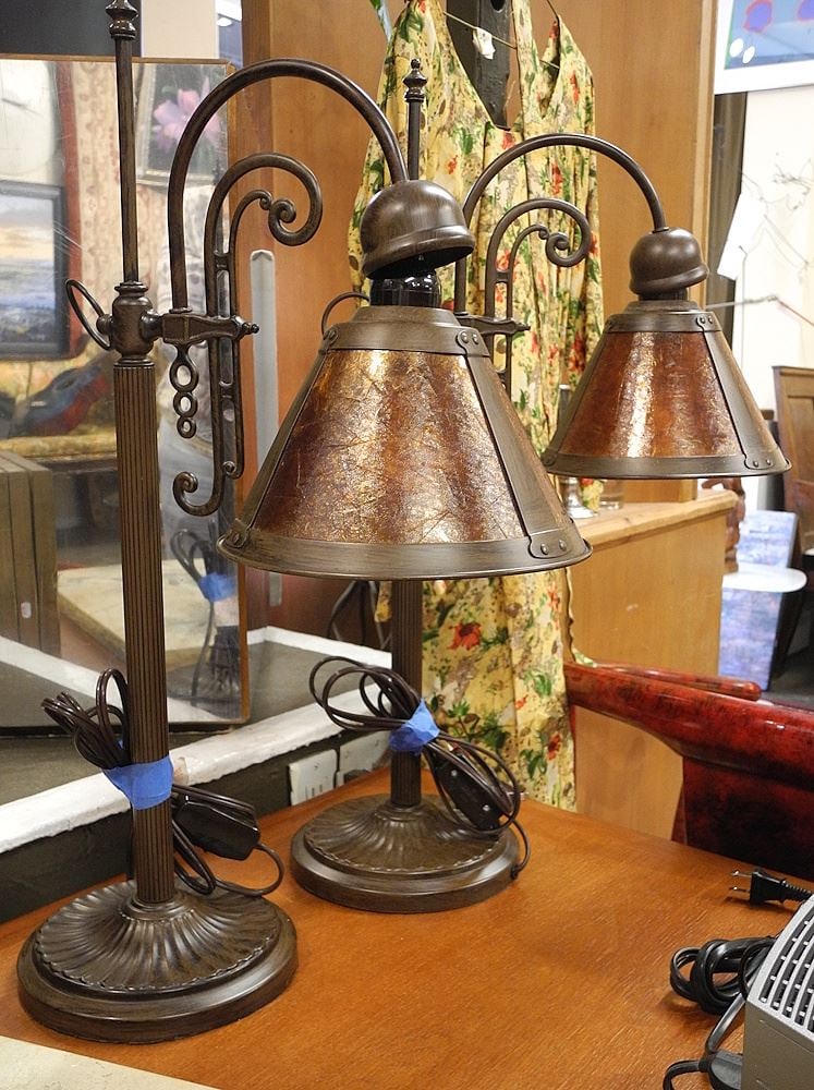 Pair of Contemporary Faux Mica Table Lamps.: Pair of Contemporary Faux Mica Table Lamps.