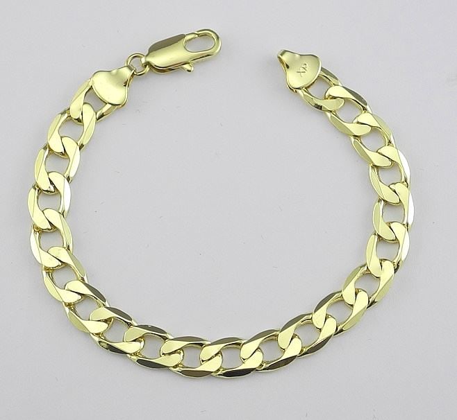 14K Gold Plated Cuban Link Bracelet, 8"L. (1 of 3)